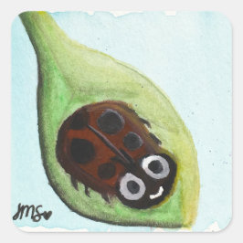 Fröhliche Ladybug Quadratischer Aufkleber