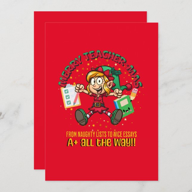 Fröhliche Lehrer-mas! Feiertagskarte (Vorne/Hinten)