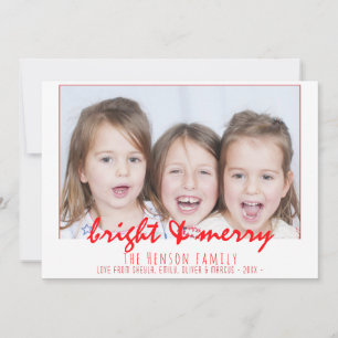 Fröhliche leuchtend rote Schrift Familienfoto Weih Feiertagskarte