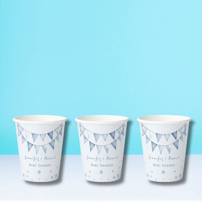 Fröhliche Light Blue Baby Dusche Garland Pappbecher (Von Creator hochgeladen)