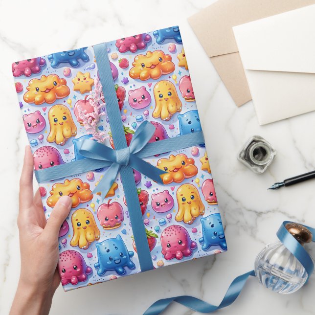 fröhliche, lustige niedliche Süßigkeiten Geschenkpapier (Schenken)