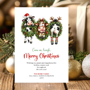 Fröhliche lustige Tiere Rot Grün Weihnachtsgruß Feiertagskarte