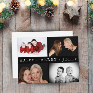 Fröhliche, lustige Weihnachts-Familien-Foto-Collag Postkarte