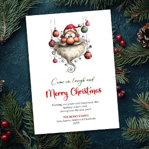 Fröhliche lustige Weihnachtsmann-Spielerei-Rot-Grü Feiertagskarte