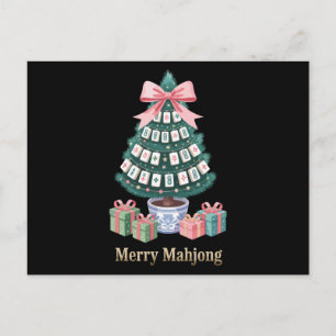 Fröhliche Mahjong-Weihnachtsbaum-Kacheln Geschenke Feiertagspostkarte
