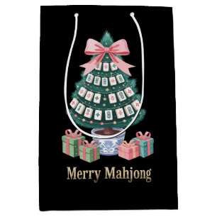 Fröhliche Mahjong-Weihnachtsbaum-Kacheln Geschenke Mittlere Geschenktüte