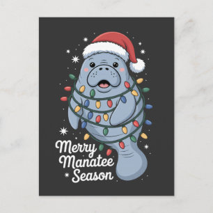 Fröhliche Manatí-Saison Lustiger Manatí-Seekuh-Säu Postkarte