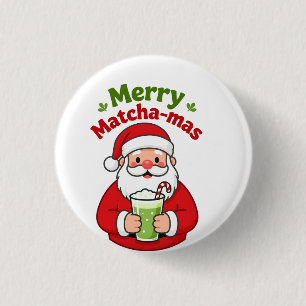 Fröhliche Matchamas Matcha Weihnachten Santa Button