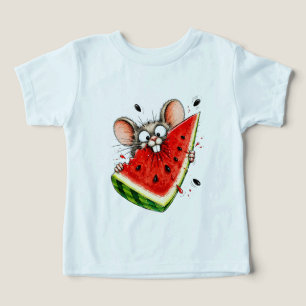 Fröhliche Maus isst Wassermelone