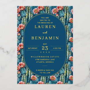Fröhliche Meeresbotanik Kakteen und Blumen Folieneinladung