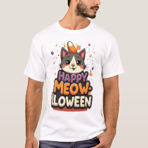 Fröhliche Meow-lloween-Katze T-Shirt
