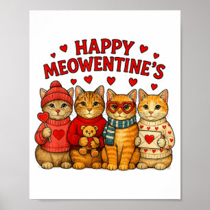 Fröhliche Meowentines Süße Valentinstag Katzen Lie Poster