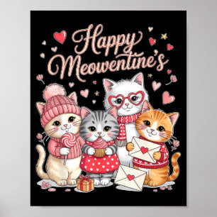 Fröhliche Meowentines Süße Valentinstag Katzenlieb Poster