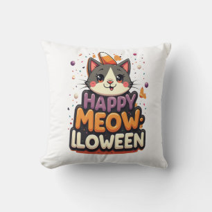 Fröhliche Miau-lloween-Katze Kissen