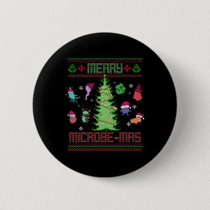 Fröhliche Mikroben-Weihnachten Mikrobiologie Wisse Button