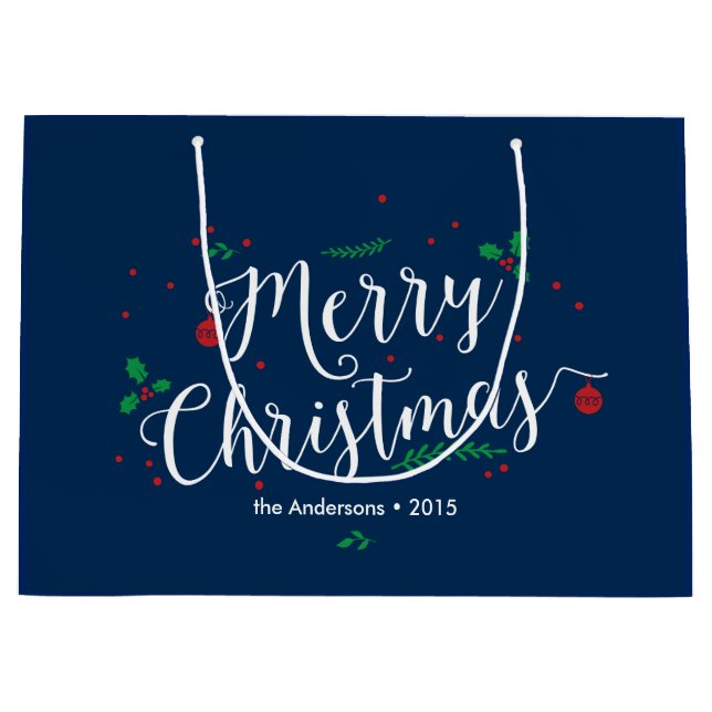 Fröhliche Mistelzweig-Feriengeschenk-Tasche Große Geschenktüte (Vorderseite)