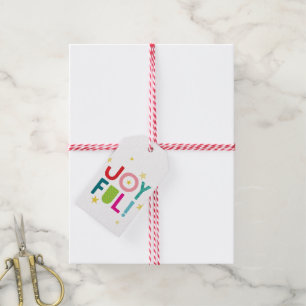 FRÖHLICHE moderne farbenfrohe kühne helle Typograf Geschenkanhänger