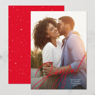 Fröhliche moderne Schrift ein Foto rote Weihnachte Feiertagskarte
