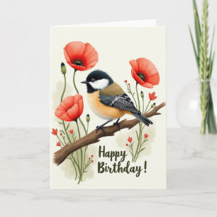 Fröhliche Mohn-Vogelkarte Karte