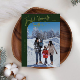 Fröhliche Momente Zusammen Grünen Weihnachts-Foto Feiertagskarte