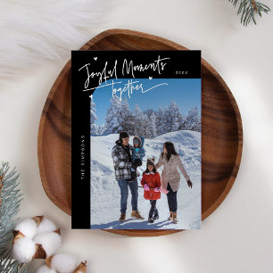 Fröhliche Momente zusammen Schwarzes Weihnachts-Fo Feiertagskarte