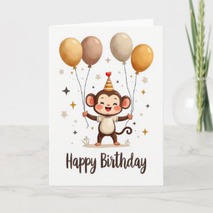 Fröhliche Monkey Balloons Karte