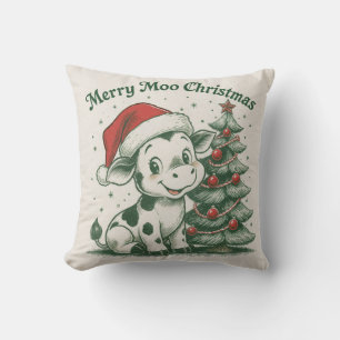 Fröhliche Moo Weihnachten Kissen