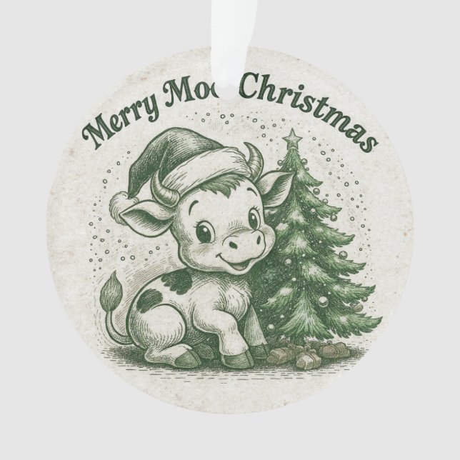 Fröhliche Moo Weihnachten Ornament (Vorderseite)