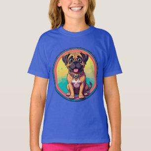 Fröhliche Mops-Bunte Cartoon-Illustration T-Shirt