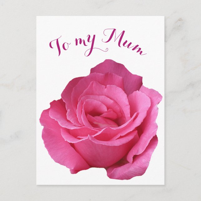 Fröhliche Mutter Muttertag Mum hübsche, rosa Rose Postkarte (Vorderseite)