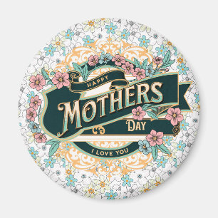 Fröhliche Mutter Tag farbenfrohe Blume Magnet