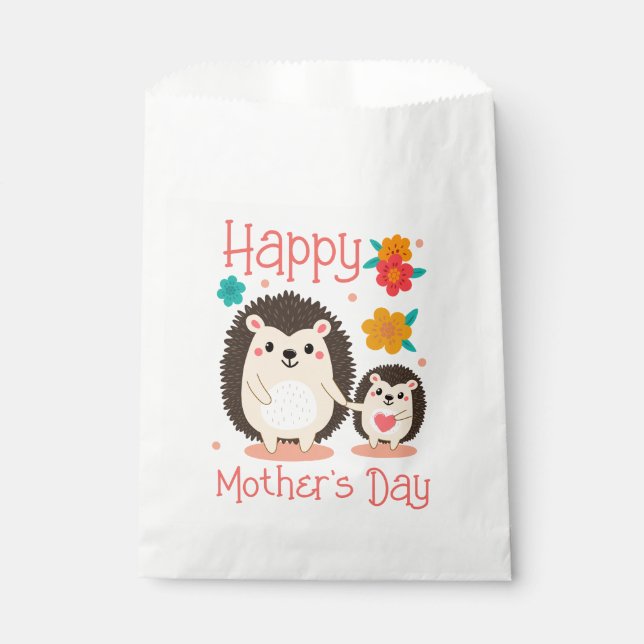 Fröhliche Mutter Tag Mama und Baby-Igel Geschenktütchen (Vorderseite)