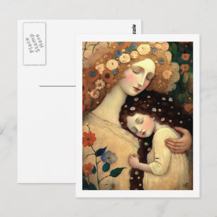 Fröhliche Mutter-Tag Mutter und Tochter-Gemälde Postkarte