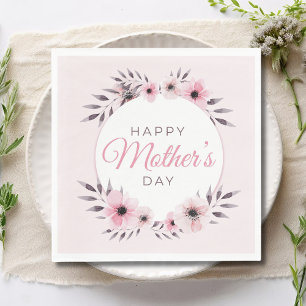 Fröhliche Mutter Tag Wasserfarbe Rosa Blume Serviette