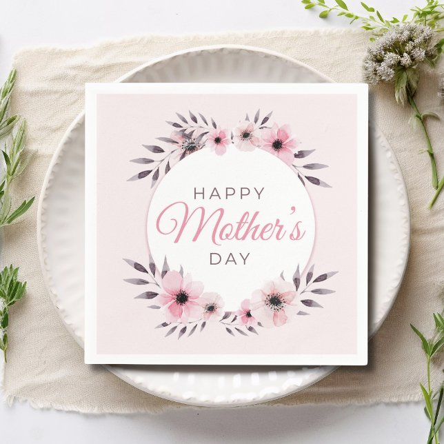 Fröhliche Mutter Tag Wasserfarbe Rosa Blume Serviette (Von Creator hochgeladen)