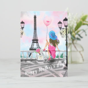 Fröhliche Mutter Tageskarte Frau mit Ballon