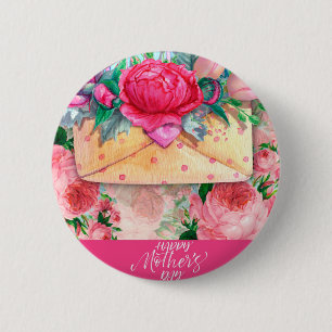 Fröhliche Muttertag Rotes Rosa Lila Blume Button