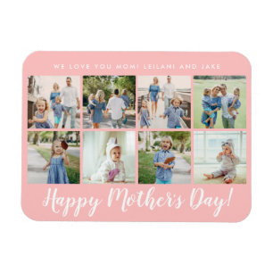Fröhliche Muttertagfoto Collage Custom Blush Pink Magnet