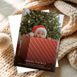 Fröhliche Nachrichten   Baby's erstes Weihnachtsfo Feiertagskarte