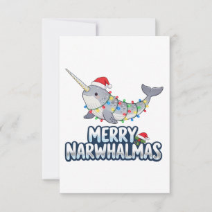 Fröhliche Narwhal-Weihnachten mit Santa-Hut Weihna Dankeskarte