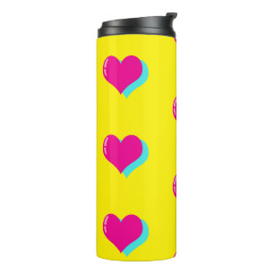 Fröhliche Neon-Liebe Retro-Vaporwave-Herzen Spaß Thermosbecher