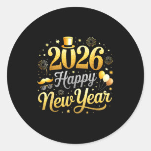 Fröhliche Neujahrsfeier 2026 Lustiger Luftballon F Runder Aufkleber