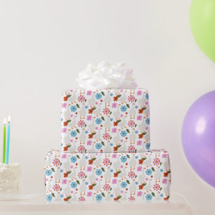 Fröhliche Niedliche Gänse mit handgezogenen Blume Geschenkpapier