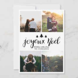 Fröhliche Noel Typography Wird Holiday Foto Four Feiertagskarte