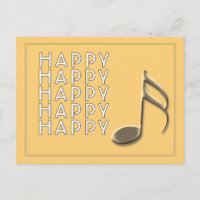 "Fröhliche Note" Goldene Musiknote Schwarze Postka