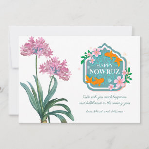 Fröhliche Nowruz Vintage-Lily-Rosa-Einladung Einladung