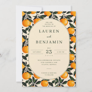 Fröhliche Orange Florale Hochzeitseinladung Einladung