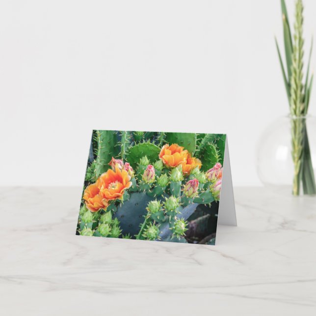 Fröhliche Orange Wüstenpilze Blume Note Card Dankeskarte (Vorderseite)