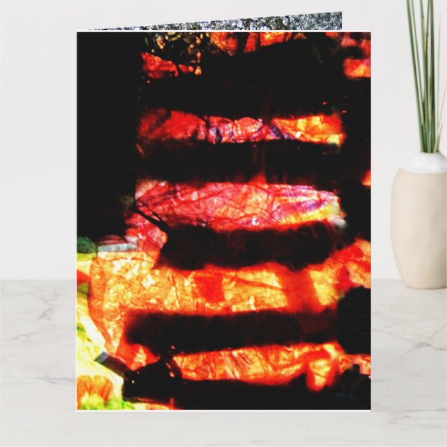 Fröhliche orangefarbene, abstrakt geklappte Grußka Karte (Vorderseite)