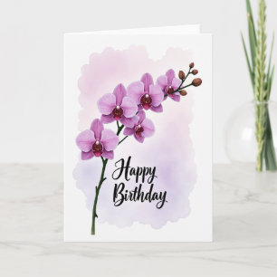 Fröhliche Orchideen-Aquarellkarte Karte